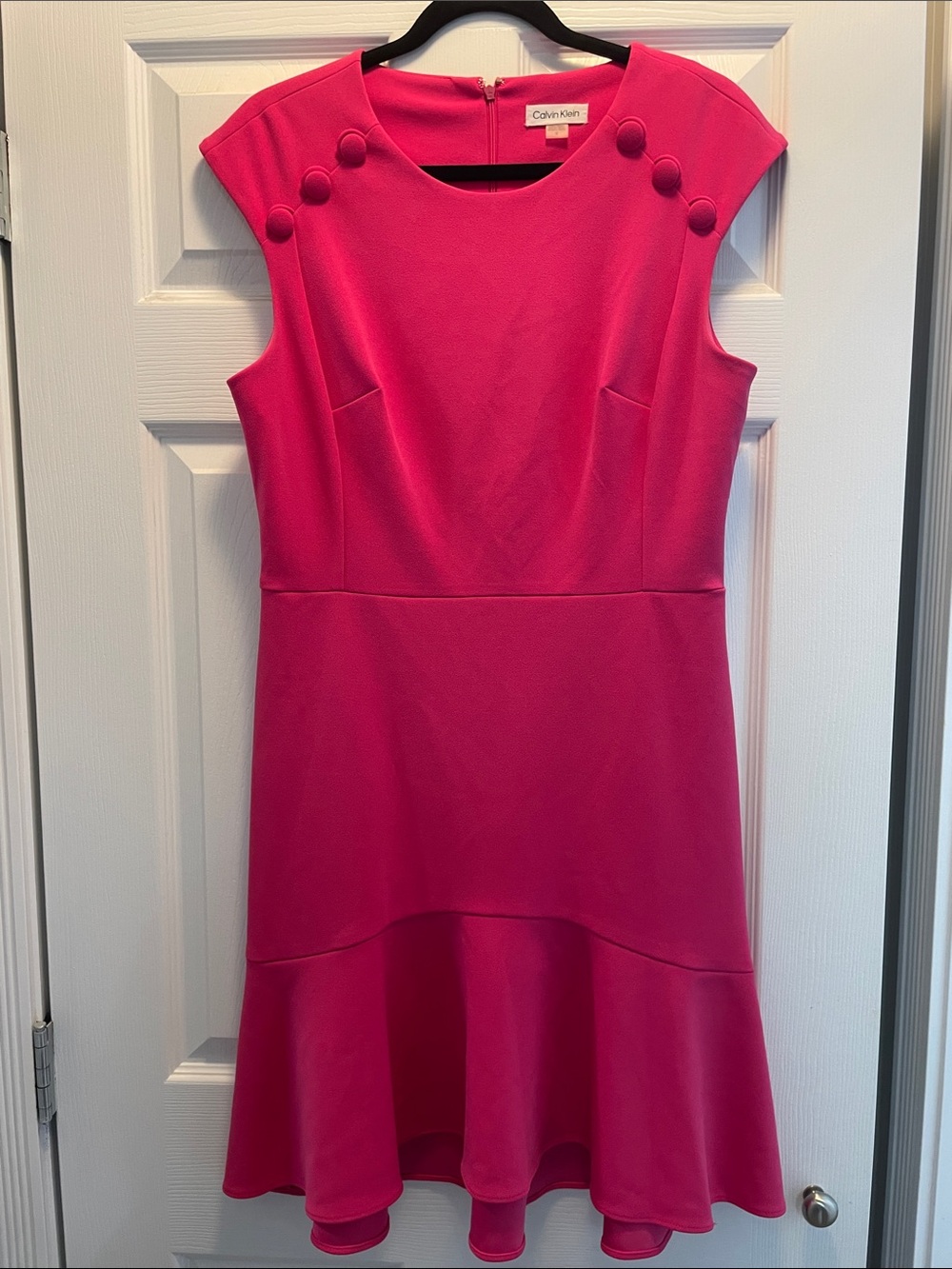 Calvin Klein Hot Pink High-Low Fit & Flare Dress